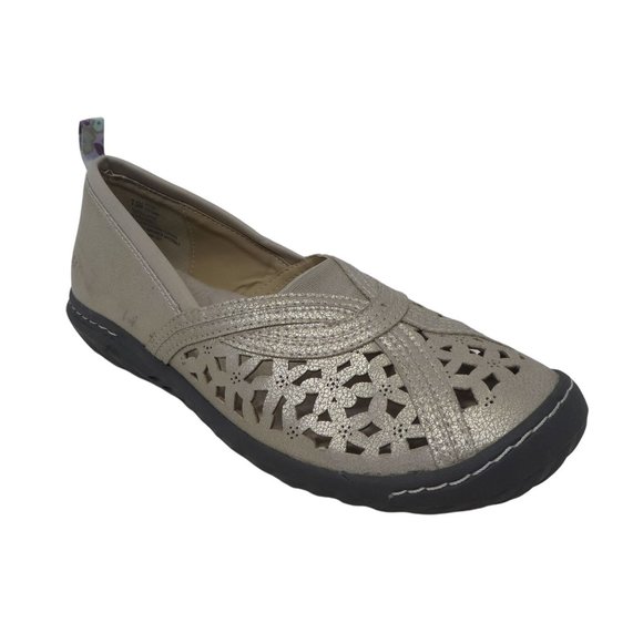 Jambu Shoes - JBU Jambu Pecan Flats Loafers Womens 7.5 Champagne Gold Laser Cut Comfort
